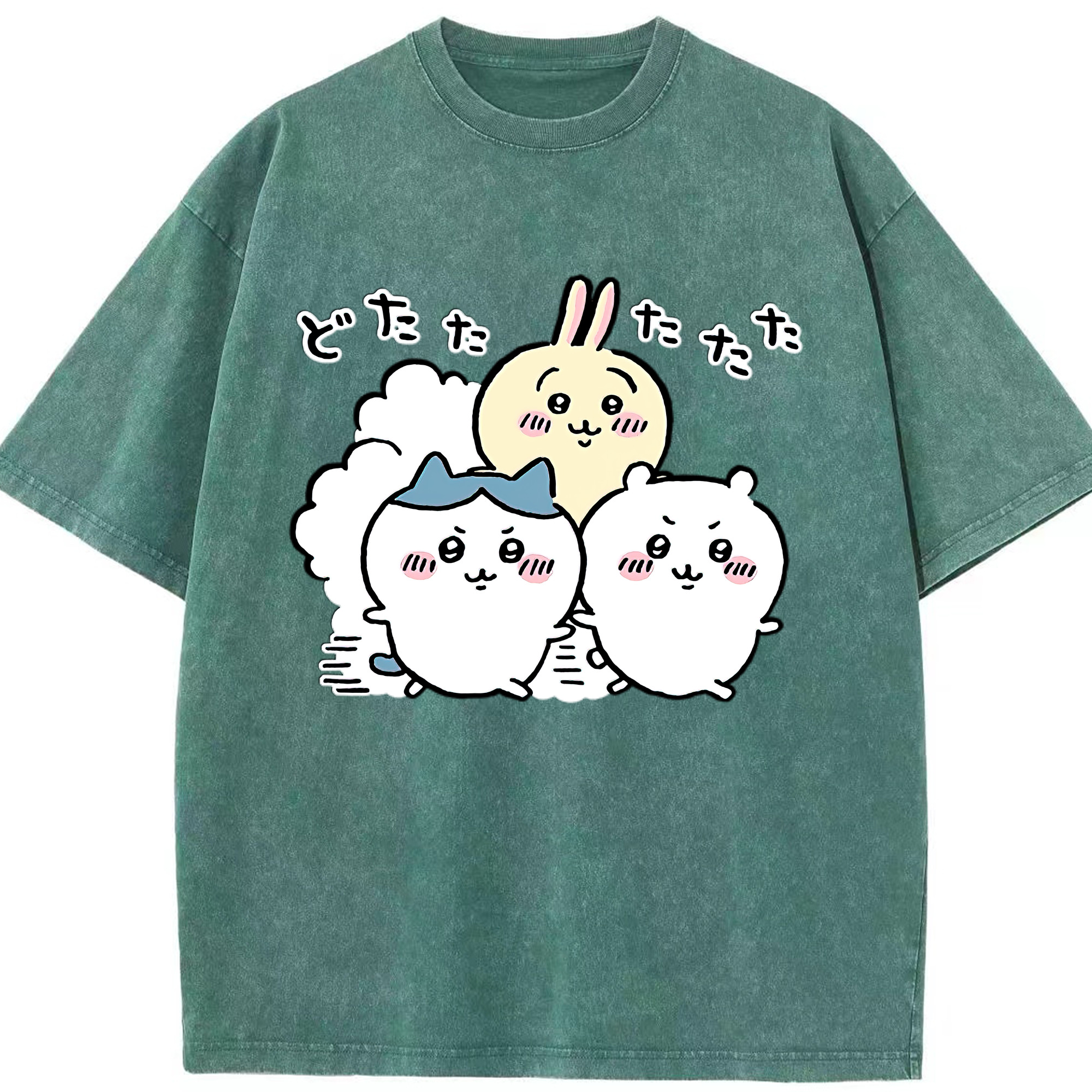 （画像用） ちいかわ ハチワレ Chii-kawa hachiware 綿100% ヴィンテージ風 半袖Tシャツ（フロントプリント）